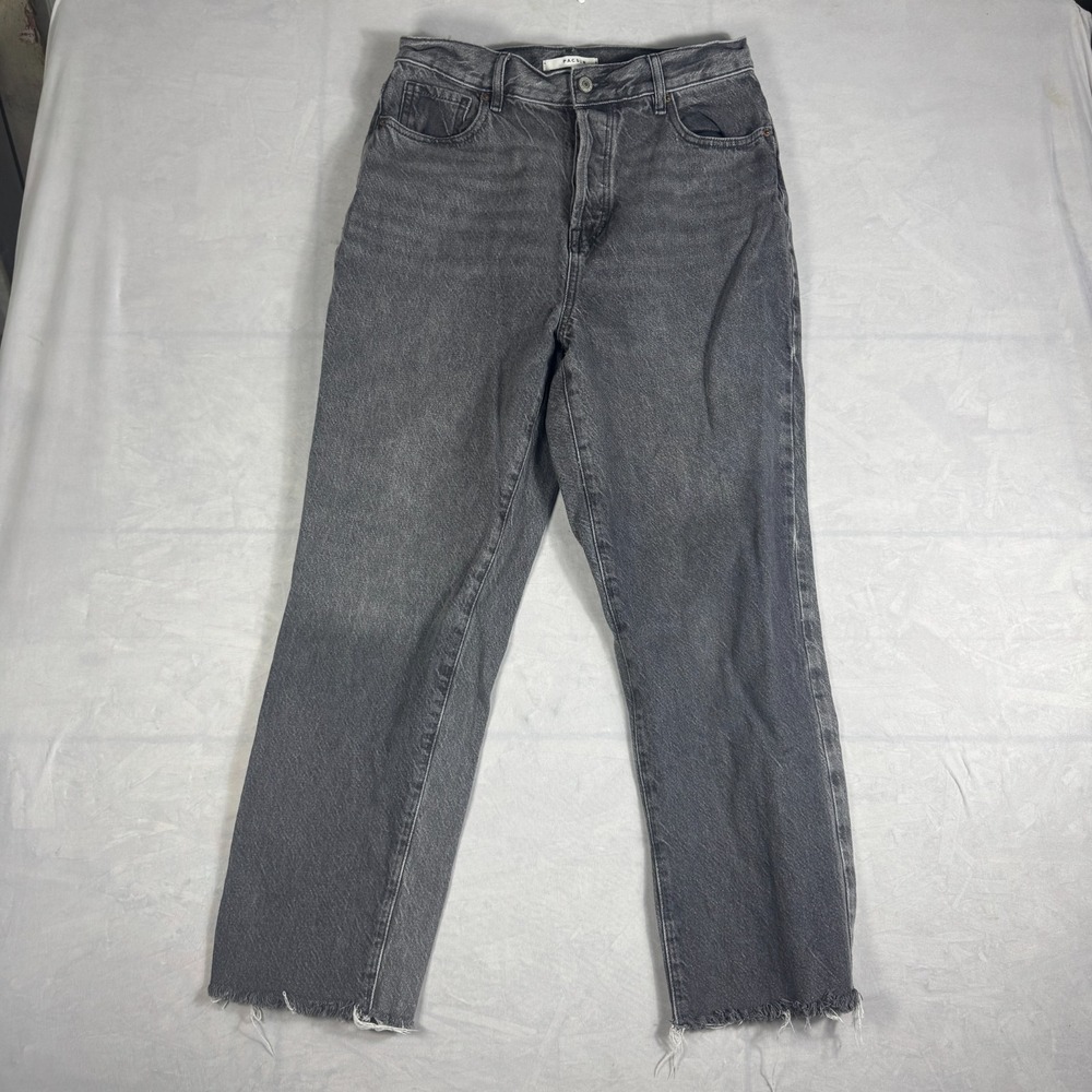 PacSun Womens Straight Jeans Dark Gray Denim Fray Raw Hem High Rise Outdoor 28